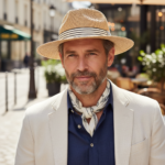 Chapeau Panama tressé avec ruban chevron noir et blanc – Image 14