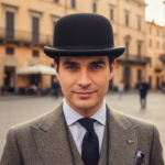 Chapeau melon noir avec ruban satiné – Image 5