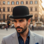 Chapeau melon noir avec ruban satiné – Image 3