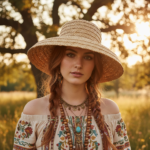 Chapeau de paille tressé style bohème – Image 11