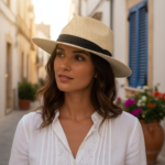 Chapeau panama tressé avec bande noire – Image 8