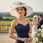 Chapeau de mariage femme élégant avec voile et fleurs en organza – Image 7