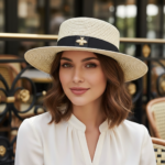 Chapeau canotier paille naturel ruban noir – Image 9