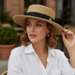 Chapeau canotier paille naturel ruban noir – Image 5