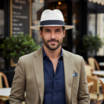 Chapeau panama classique blanc avec ruban noir – Image 5