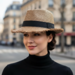 Chapeau de soleil en paille style cowboy