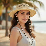 Chapeau de paille ajouré en raphia pour femmes