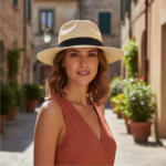 Chapeau panama tressé avec bande noire – Image 10