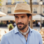 Chapeau Panama double couleur à ruban noir et médaillon doré – Image 8