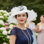 Chapeau de mariage femme élégant avec voile et fleurs en organza – Image 8