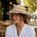 Chapeau de paille à large bord style surf et plage