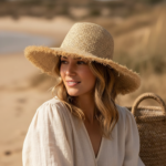 Chapeau de paille bohème et décontracté à bord effiloché
