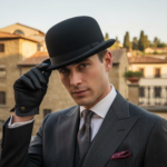 Chapeau melon noir classique en feutre style rétro