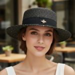 Chapeau canotier paille naturel ruban noir – Image 8