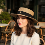 Chapeau canotier paille naturel ruban noir – Image 12