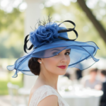 Chapeau de mariage femme élégant avec voile et fleurs en organza