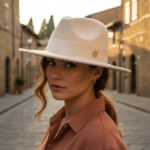 Chapeau fedora beige en feutre chic minimaliste et raffiné – Image 7