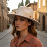 Chapeau fedora beige en feutre chic minimaliste et raffiné – Image 6