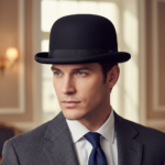Chapeau melon noir vintage – élégance rétro pour homme – Image 2
