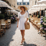 Chapeau de paille élégant à large bord avec ruban rayé – Image 8