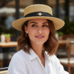Chapeau canotier paille naturel ruban noir – Image 4