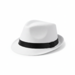 Chapeau panama classique blanc avec ruban noir – Image 2