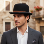 Chapeau melon avec liseré marron