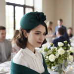 Chapeau de mariage élégant avec fleur et voile en filet – Image 11