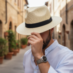 Chapeau panama tressé avec bande noire