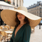 Chapeau de soleil extra-large à bords ondulés style glamour