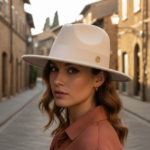Chapeau fedora beige en feutre chic minimaliste et raffiné – Image 5