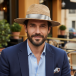 Chapeau Panama en paille tressée avec ruban rayé kaki et noir – Image 7