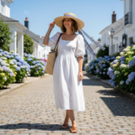 Chapeau de paille élégant à large bord avec ruban rayé – Image 9