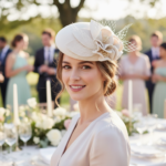 Chapeau de mariage élégant avec fleur et voile en filet – Image 9