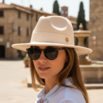Chapeau fedora beige en feutre chic minimaliste et raffiné – Image 8