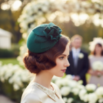 Chapeau de mariage élégant avec fleur et voile en filet – Image 12