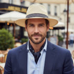Chapeau Panama tressé avec ruban chevron noir et blanc – Image 18