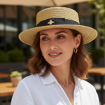 Chapeau canotier paille naturel ruban noir – Image 3