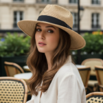 Chapeau fedora paille fine et bande noire – Image 3