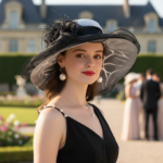 Chapeau de mariage femme élégant avec voile et fleurs en organza – Image 12