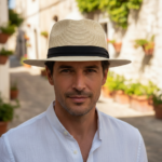 Chapeau panama tressé avec bande noire – Image 7