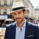 Chapeau panama classique blanc avec ruban noir