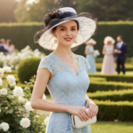 Chapeau de mariage femme élégant avec voile et fleurs en organza – Image 11