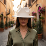 Chapeau fedora beige en feutre chic minimaliste et raffiné – Image 4