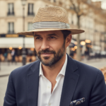 Chapeau Panama tressé avec ruban chevron noir et blanc – Image 12