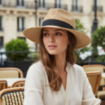 Chapeau fedora paille fine et bande noire – Image 4