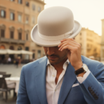 Chapeau melon blanc classique style rétro élégant