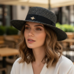Chapeau canotier paille naturel ruban noir – Image 7