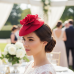Chapeau de mariage élégant avec fleur et voile en filet – Image 16