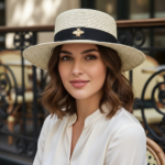 Chapeau canotier paille naturel ruban noir – Image 10